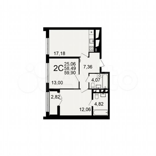 2-к. квартира, 59,9 м², 16/18 эт.