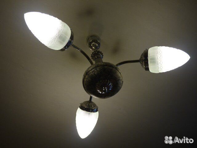 Винтажная люстра СССР Мрамор Шишка