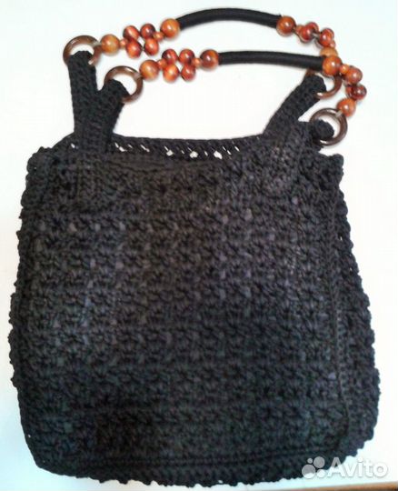 Сумка женская винтажная. Макраме, дерево