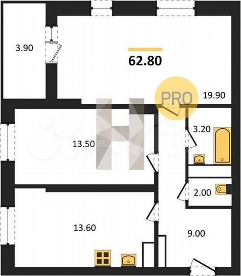 2-к. квартира, 62,8 м², 18/25 эт.