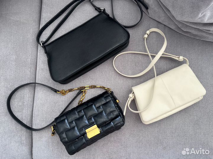 Новая кожаная сумка женская Zara белая черная