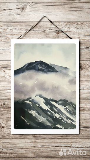 Картина Горный пейзаж Акварель, хлопок