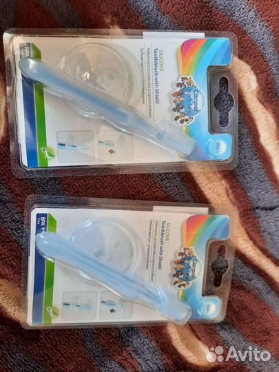 Детская зубная щетка силиконовая с ограничителем