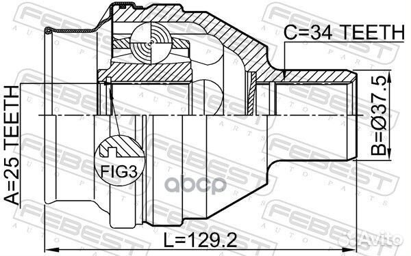 ШРУС внутренний 25X37.6X34 подходит для opel AS