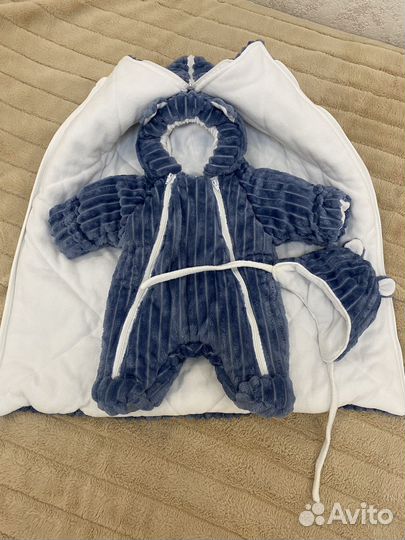 Конверт на выписку для мальчика зима 0-3мес