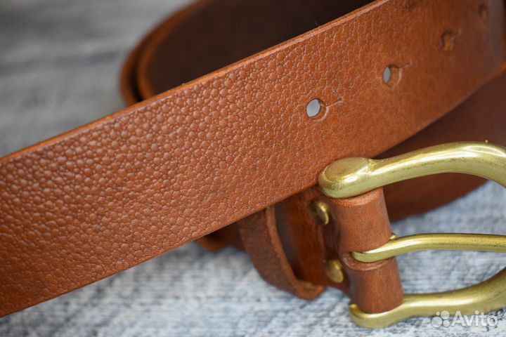 Ремень мужской ручной работы, рыжий