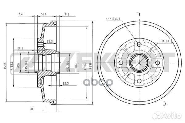 Барабан торм. зад. Kia Rio I 00- bs-5189 Zekkert