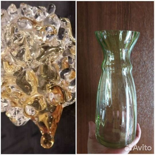 Ваза для цветов зеленое стекло,для фруктов СССР