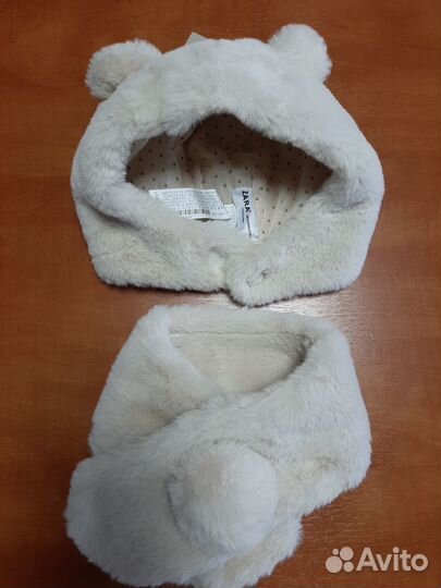 Новый Меховой комплект zara: шапка+шарф