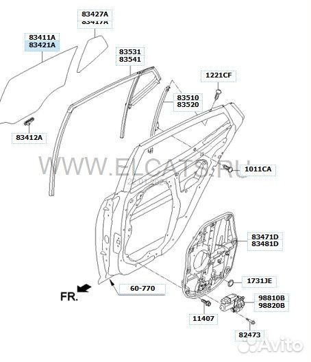 Стекло зад право c Kia Optima TF G4ND