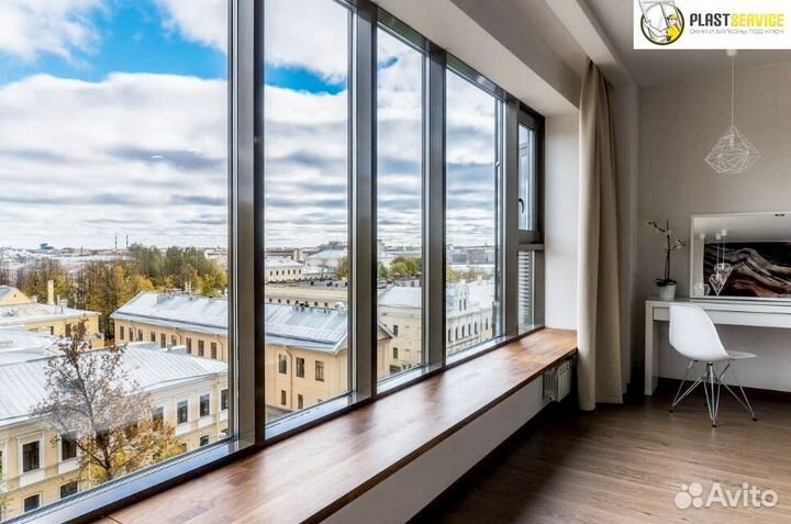 Алюминиевые окна, остекление теплый профиль