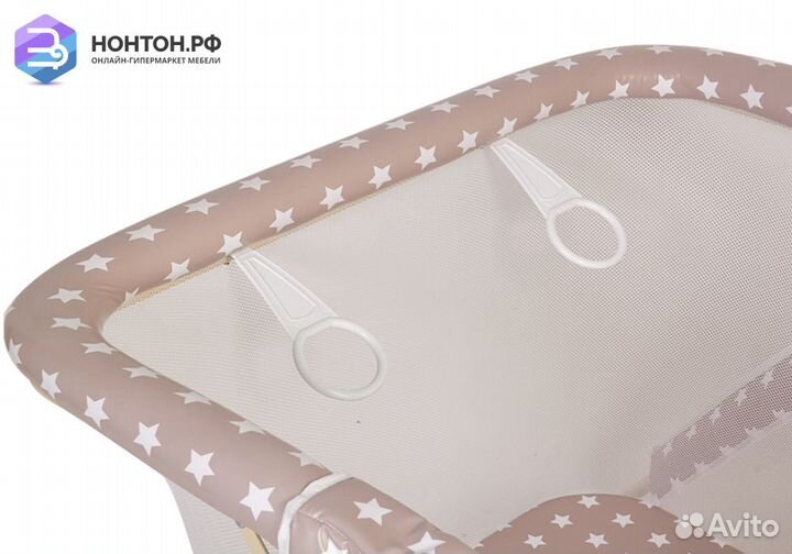 Манеж Comfort принт Звезды / макиато / белый