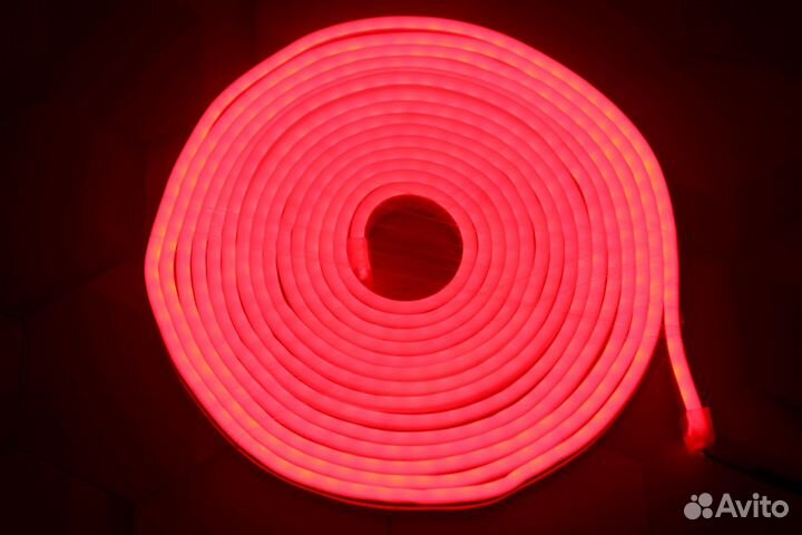 Неоновая лента подсветка 5 метров красная