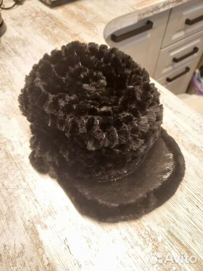 Шапка бейсболка вязаный бобрик