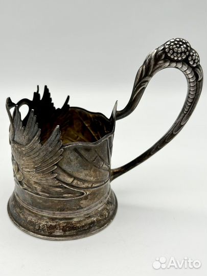 Подстаканник Лебеди серебро 875 проба вес 130 г