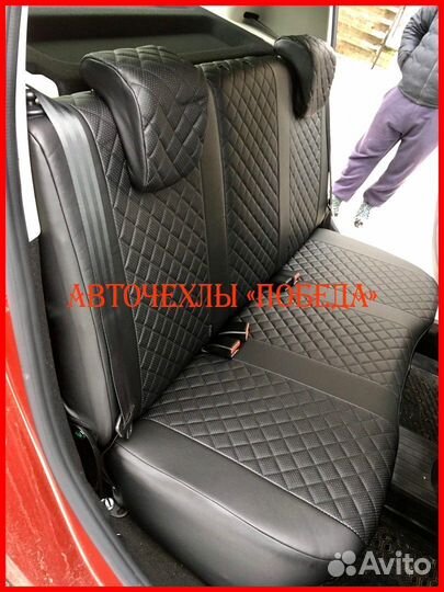 Чехлы Renault Fluence из экокожи чёрные Ромб