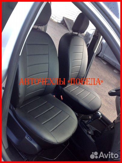 Чехлы Renault Sandero 2 из экокожи чёрные Классика