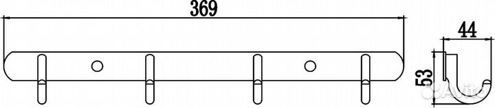 Планка с крючками (4 крючка) Savol (S-001254)