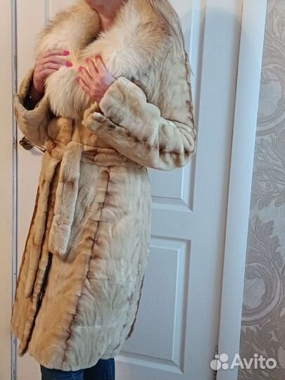 Шуба норковая стриженная с песцом