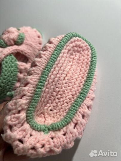 Пинетки зимние и шапочка комплект