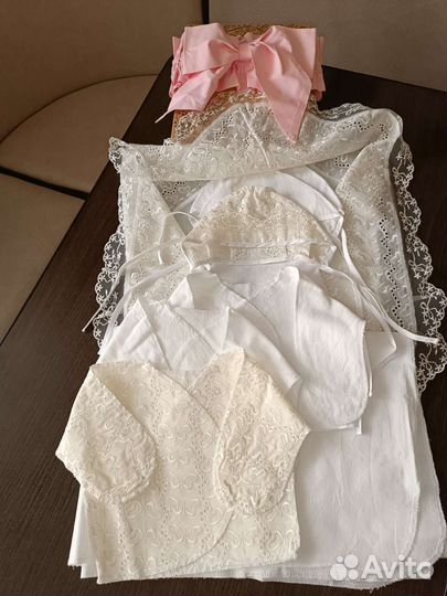Кружевной набор на выписку новый девочка