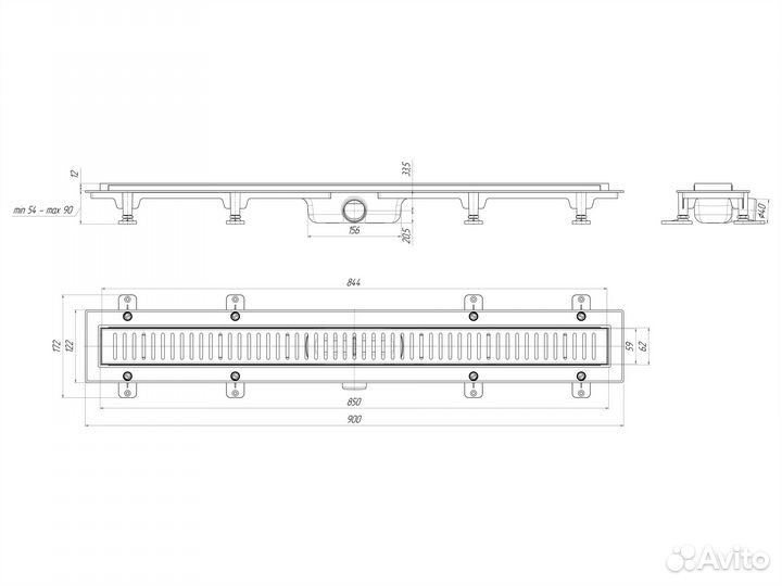 Трап для душа Ани Пласт Бимс 850 мм гидрозатвор, м