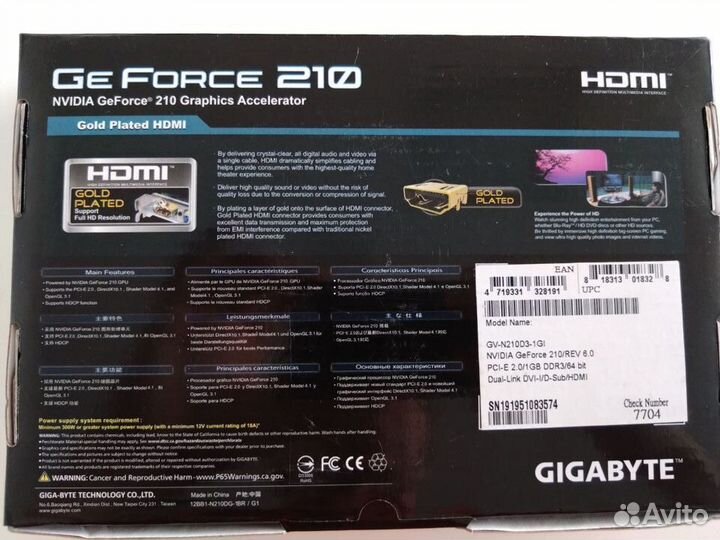 Видеокарта Gigabyte Nvidia GeForce 210