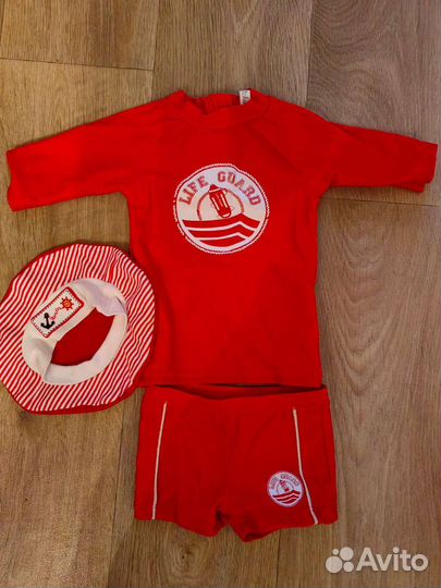 Красный пляжный купальный костюм для малыша 6-12 м