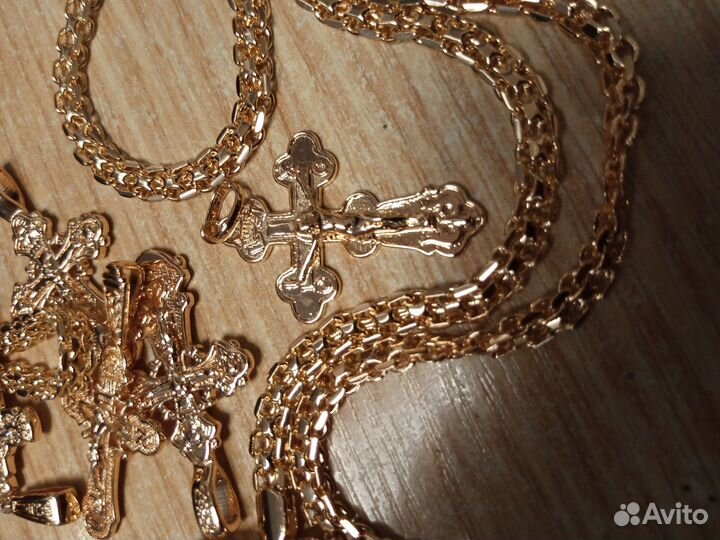 Позолоченные цепочки с крестами 50,55,60 0,5ширина