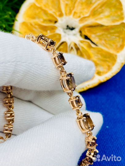 Золотой браслет 585 с раух топазом