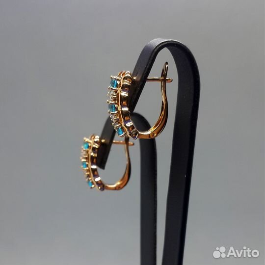 Позолоченные серьги с цирконами с0150-2565 (новые)