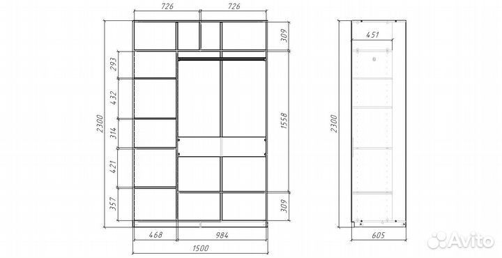 Шкаф-купе стм slim 150-60-230, ZD