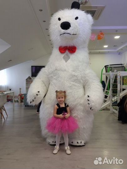 Белый мишка, поздравление от медведя Малыша 2.6 м