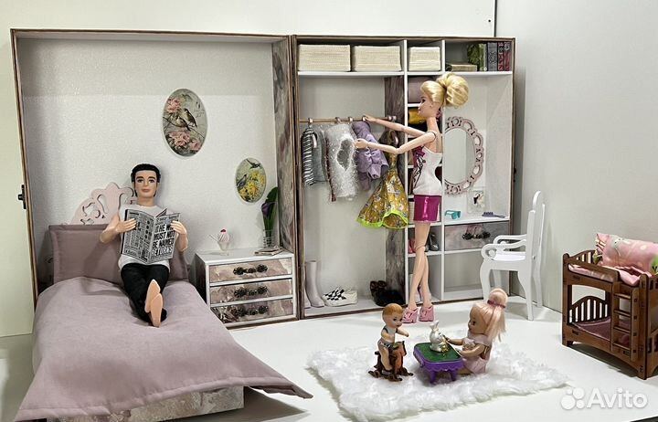 Кукольный домик для барби с мебелью