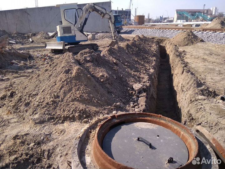 Монтаж септиков, выгребных ям, колодцев, колец