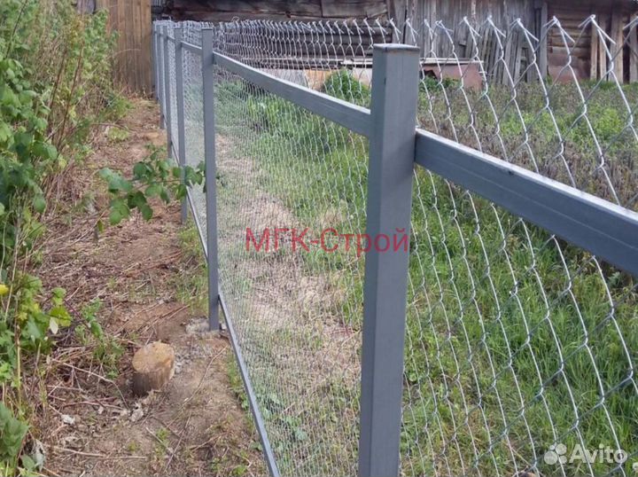 Забор из сетки рабицы с бесплатным замером