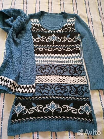 Платье туника теплое 46