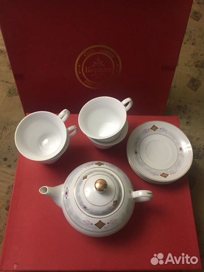Новый чайный сервиз Коралл (Китайский фарфор)