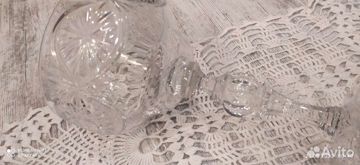 Ваза конфетница хрусталь, резьба СССР