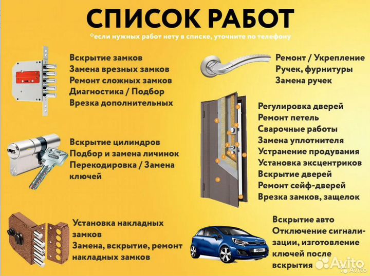 Вскрытие Замков 24/7, Дверей, Авто, Замена замков