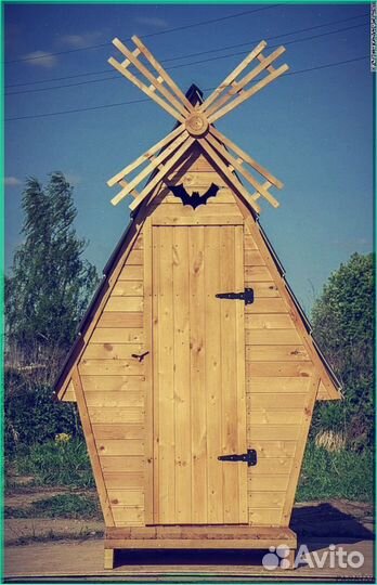 Дачный туалет деревянный прямоугольник QFC