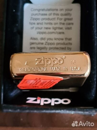 Zippo. Туз пик. Полированная чистая латунь. NEW