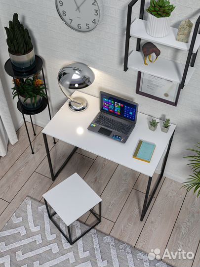 Стол письменный, Alonzo, белый/черный 100x58х77 см