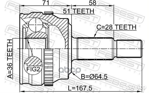 ШРУС renault master II 1.9DTI-2.8DTI 98- нар. +