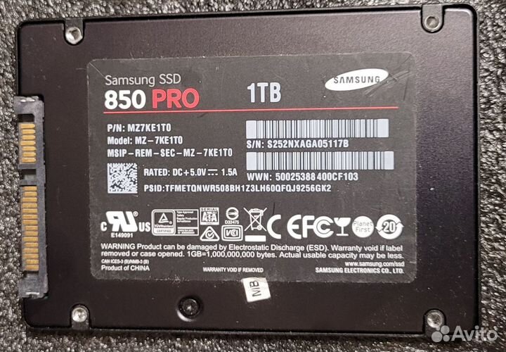 SSD Samsung 850 Pro 1 Tb 89 часов наработка