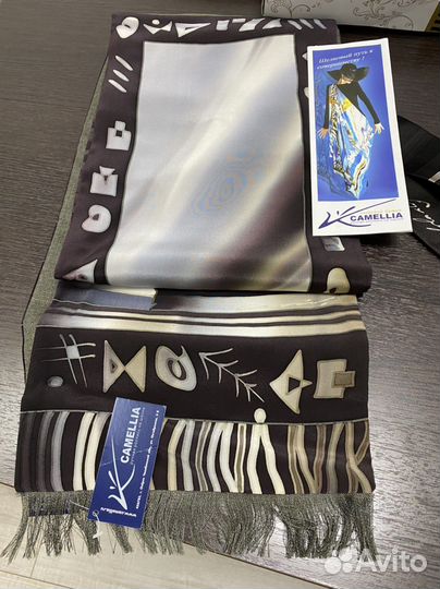 Камелия роспись ручная галстук и шарф