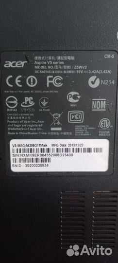 Ноутбук игровой Acer Aspire v5 series тб 1