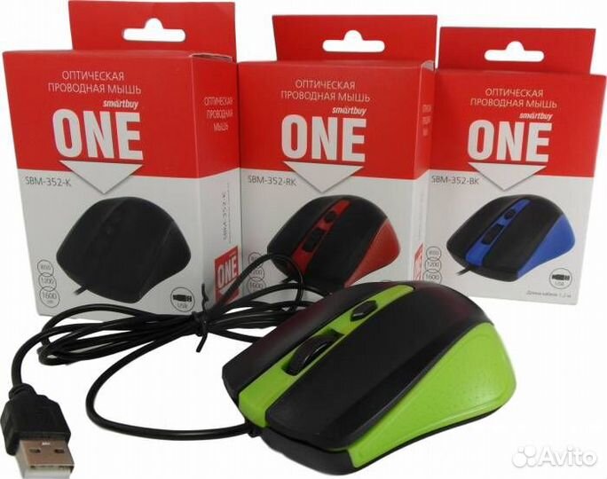 Мышь проводная Smartbuy ONE 352 (SBM-352-GK) зелен