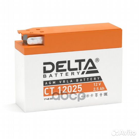Аккумулятор delta Battery мото AGM 2 А/ч обратн