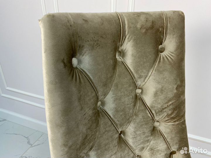 Стул в каретной стяжке Флоренция, бархат шампань